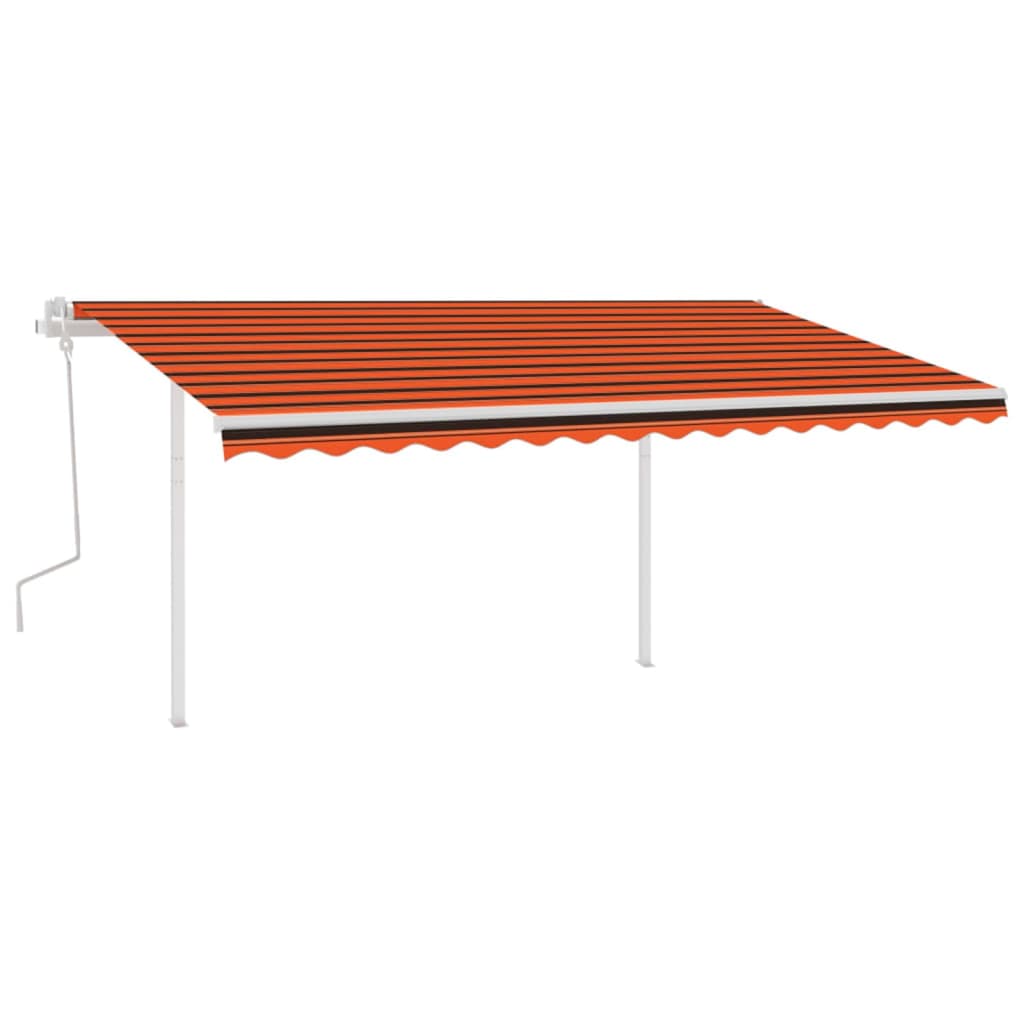 VidaXL Luifel handmatig uittrekbaar met LED 4x3,5 m oranje en bruin