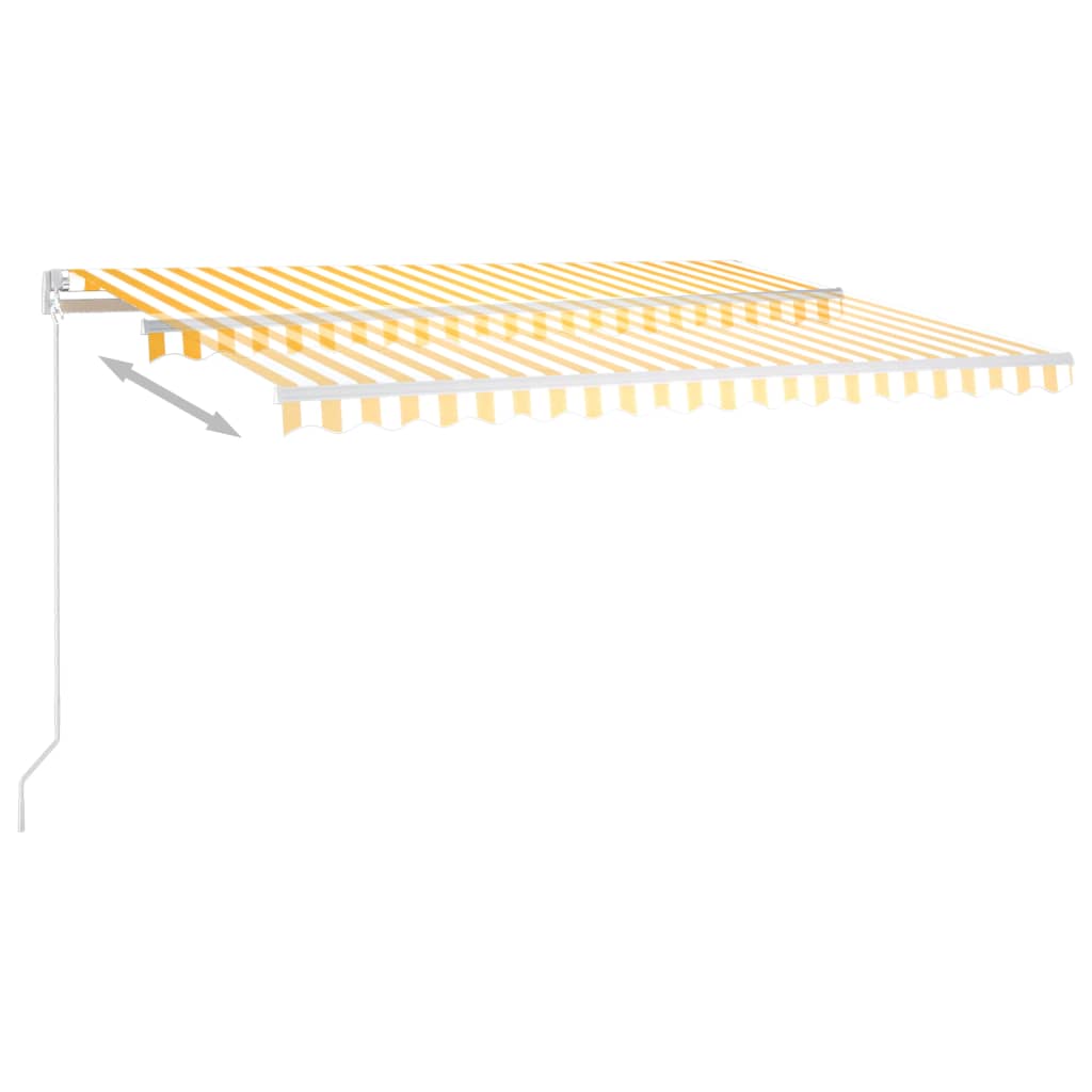 VidaXL Luifel automatisch uittrekbaar met palen 4x3,5 m geel en wit