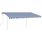 VidaXL Luifel handmatig uittrekbaar met LED 4,5x3,5 m blauw en wit