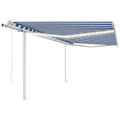 VidaXL Luifel automatisch met LED en windsensor 4,5x3,5 m blauw en wit