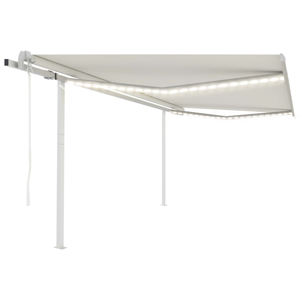VidaXL Luifel automatisch met LED en windsensor 4,5x3,5 m crèmekleurig
