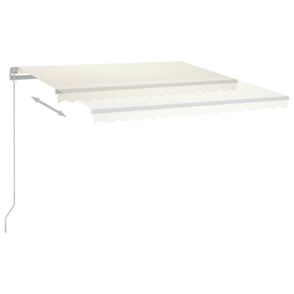 VidaXL Luifel automatisch met LED en windsensor 4,5x3,5 m crèmekleurig