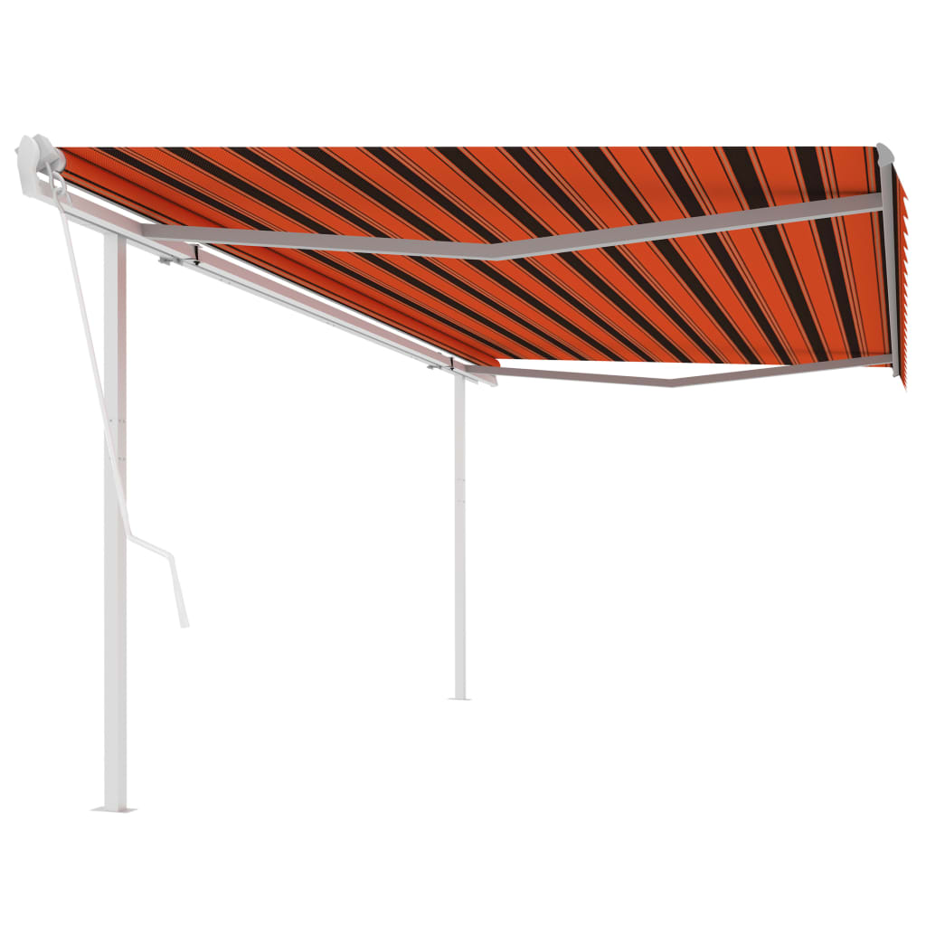 VidaXL Luifel automatisch uittrekbaar met palen 5x3,5 m oranje bruin