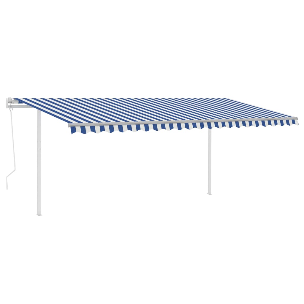 VidaXL Luifel automatisch met LED en windsensor 5x3,5 m blauw en wit
