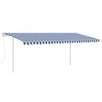 VidaXL Luifel automatisch met LED en windsensor 5x3,5 m blauw en wit