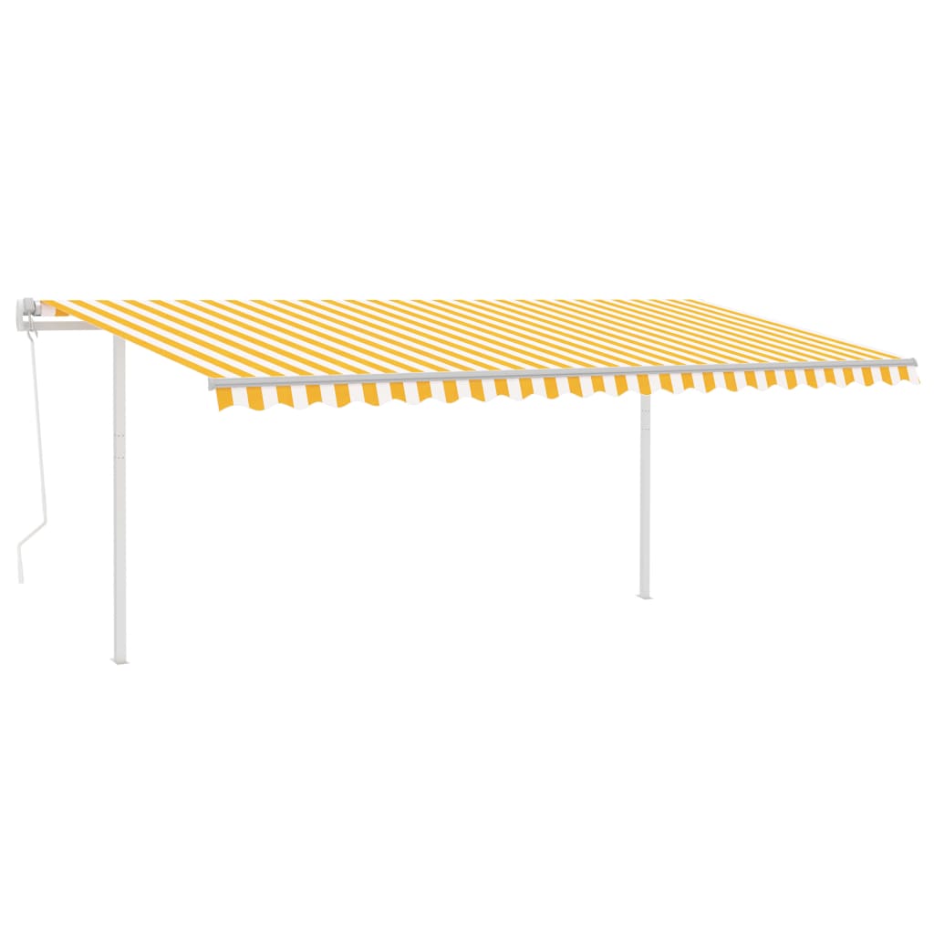 VidaXL Luifel automatisch met LED en windsensor 5x3,5 m geel en wit