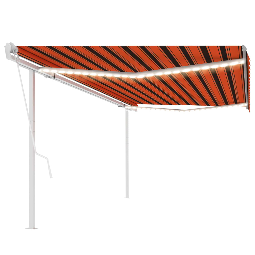 VidaXL Luifel automatisch met LED en windsensor 5x3,5 m oranje bruin