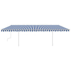VidaXL Luifel handmatig uittrekbaar met palen 6x3,5 m blauw en wit