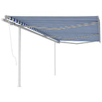 VidaXL Luifel automatisch uittrekbaar met palen 6x3,5 m blauw en wit