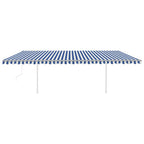 VidaXL Luifel automatisch uittrekbaar met palen 6x3,5 m blauw en wit