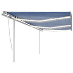 VidaXL Luifel automatisch met LED en windsensor 6x3,5 m blauw en wit