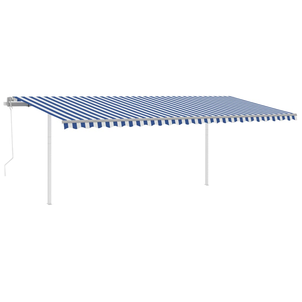 VidaXL Luifel automatisch met LED en windsensor 6x3,5 m blauw en wit