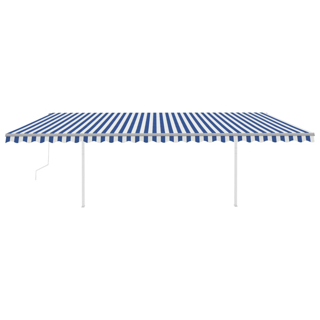 VidaXL Luifel automatisch met LED en windsensor 6x3,5 m blauw en wit
