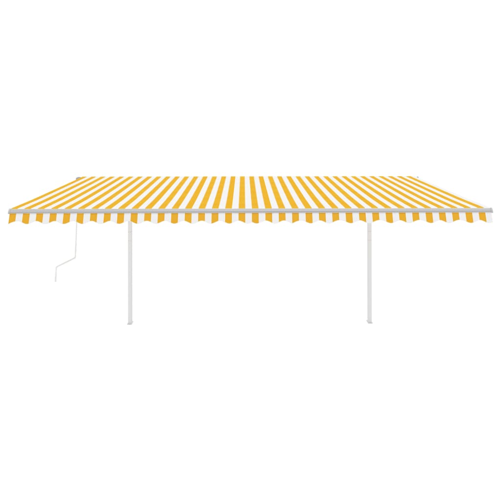VidaXL Luifel automatisch met LED en windsensor 6x3,5 m geel en wit
