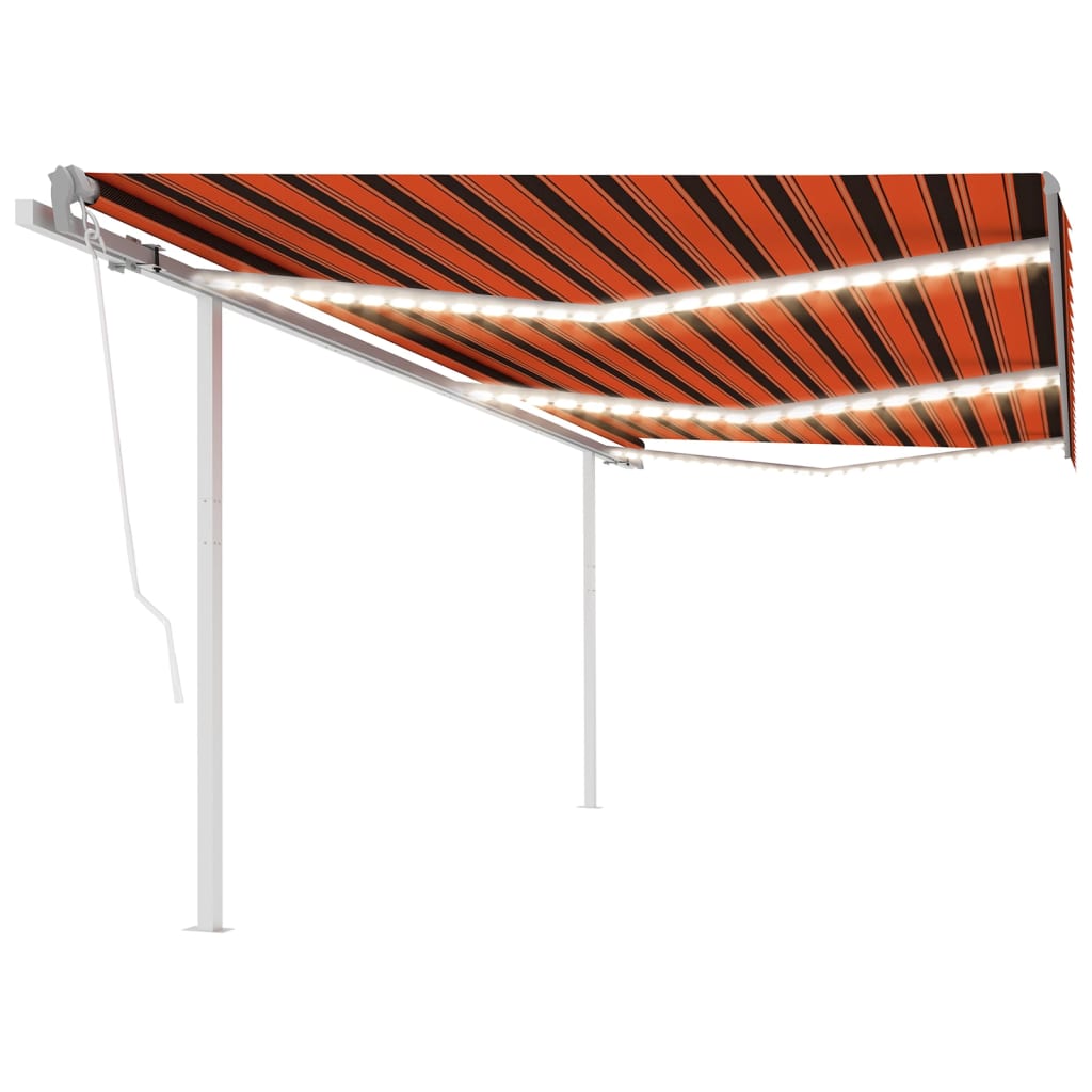 VidaXL Luifel automatisch met LED en windsensor 6x3,5 m oranje bruin