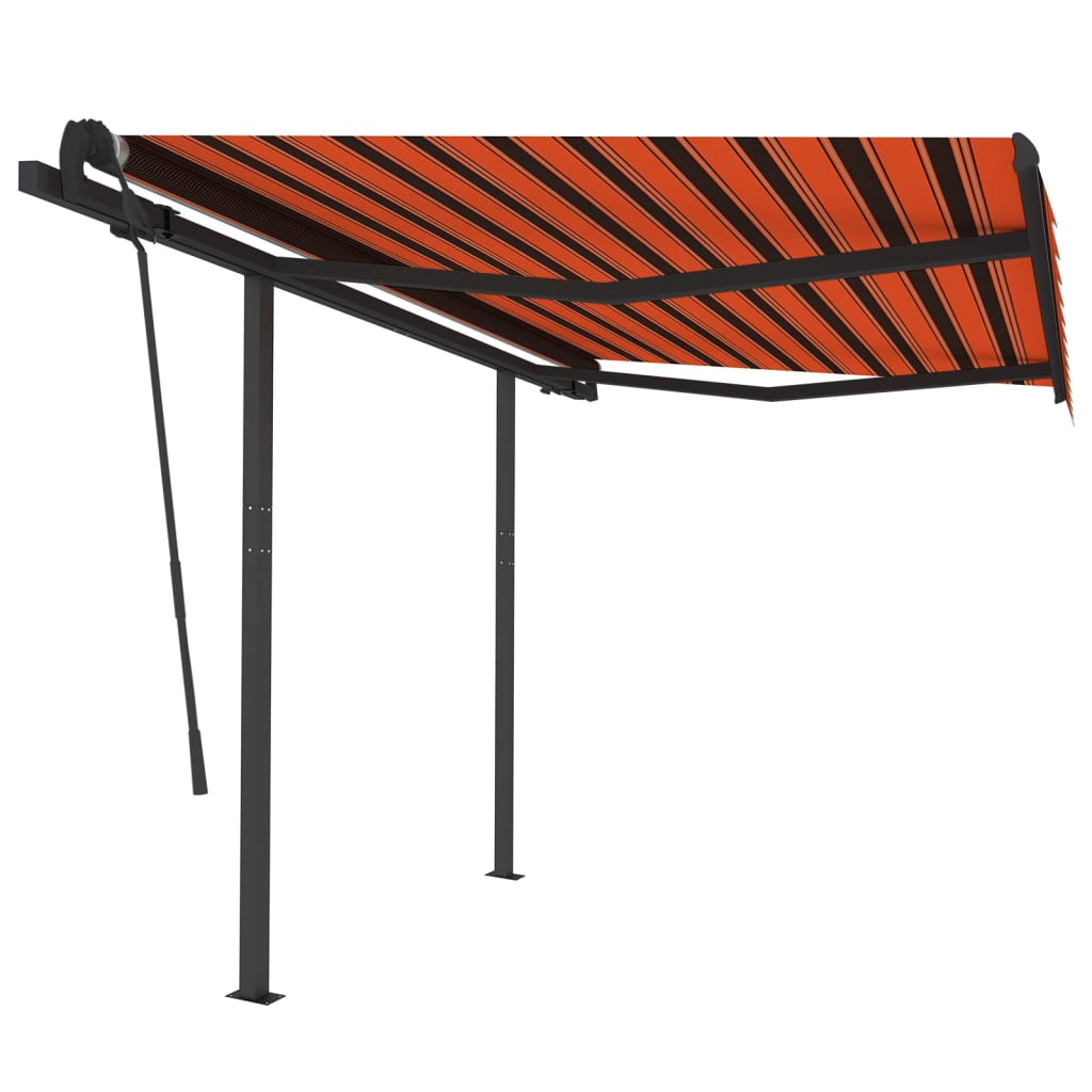 VidaXL Luifel handmatig uittrekbaar met palen 3x2,5 m oranje en bruin