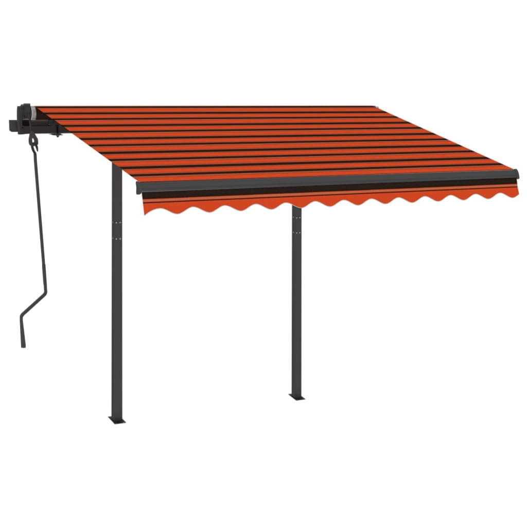 VidaXL Luifel handmatig uittrekbaar met palen 3x2,5 m oranje en bruin