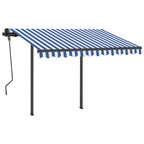 VidaXL Luifel handmatig uittrekbaar met LED 3,5x2,5 m blauw en wit