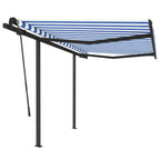 VidaXL Luifel automatisch uittrekbaar met palen 3,5x2,5 m blauw en wit