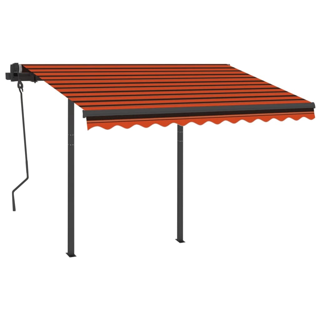 VidaXL Luifel automatisch uittrekbaar met palen 3,5x2,5 m oranje bruin