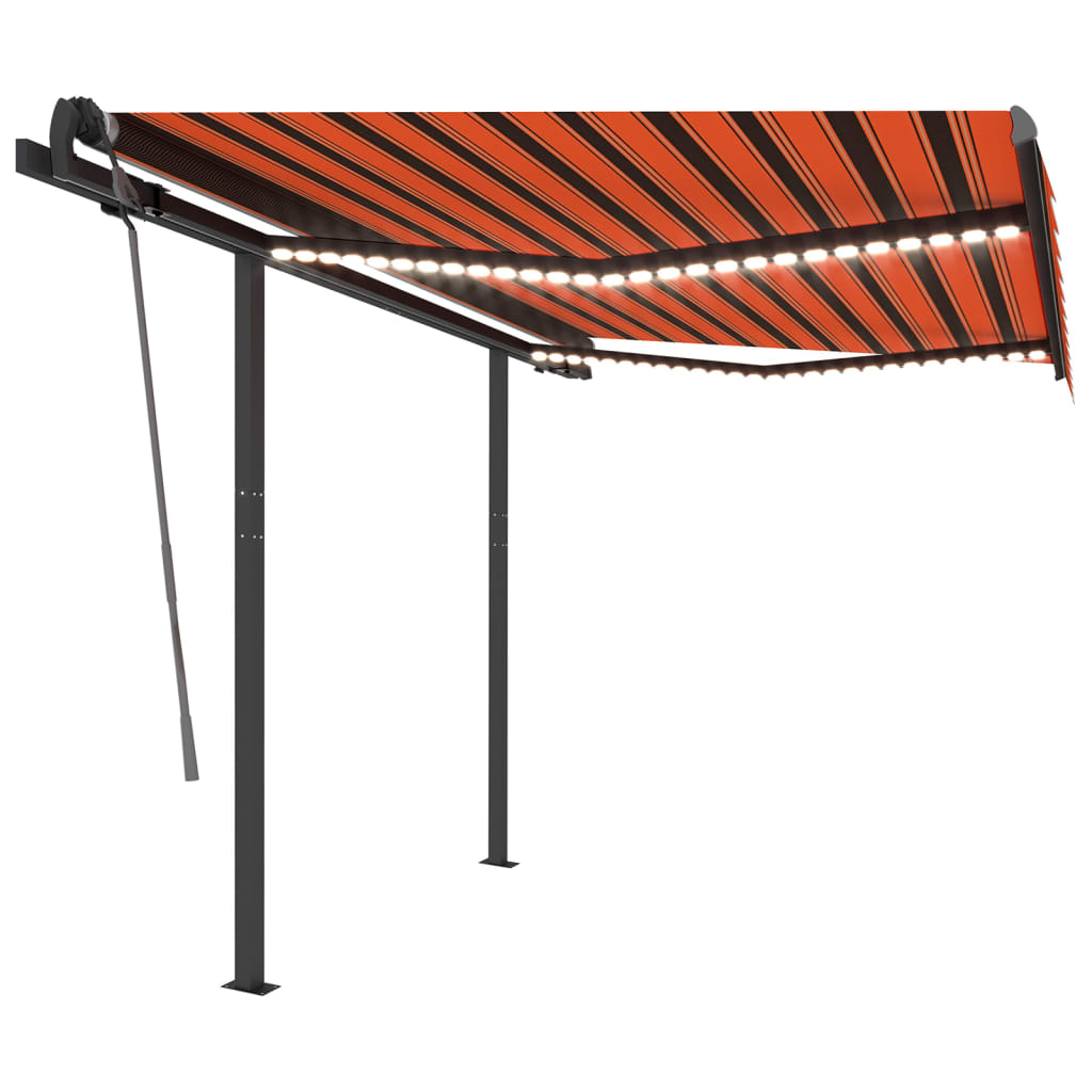 VidaXL Luifel automatisch met LED en windsensor 3,5x2,5 m oranje bruin