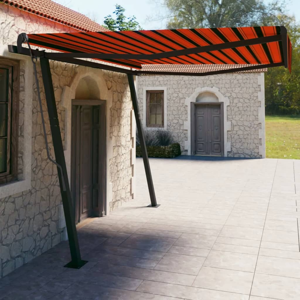 VidaXL Luifel automatisch uittrekbaar met palen 4x3 m oranje en bruin