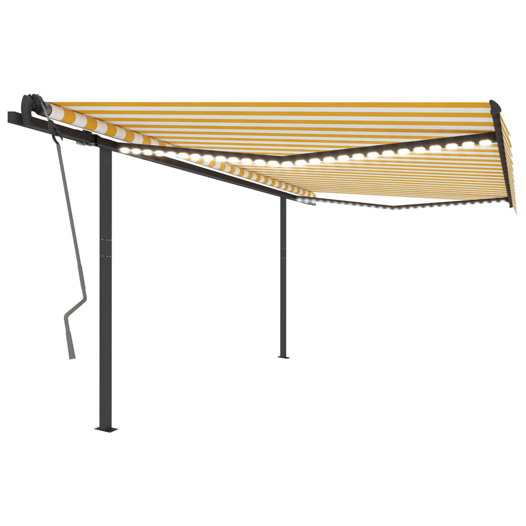 VidaXL Luifel automatisch met LED en windsensor 4x3 m geel en wit