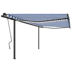 VidaXL Luifel handmatig uittrekbaar met LED 4,5x3 m blauw en wit
