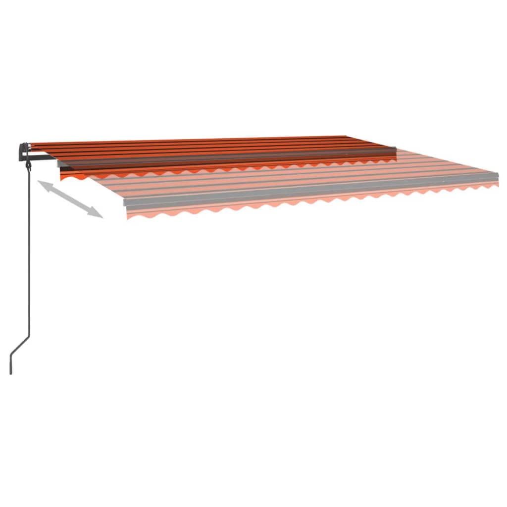 VidaXL Luifel handmatig uittrekbaar met LED 5x3 m oranje en bruin