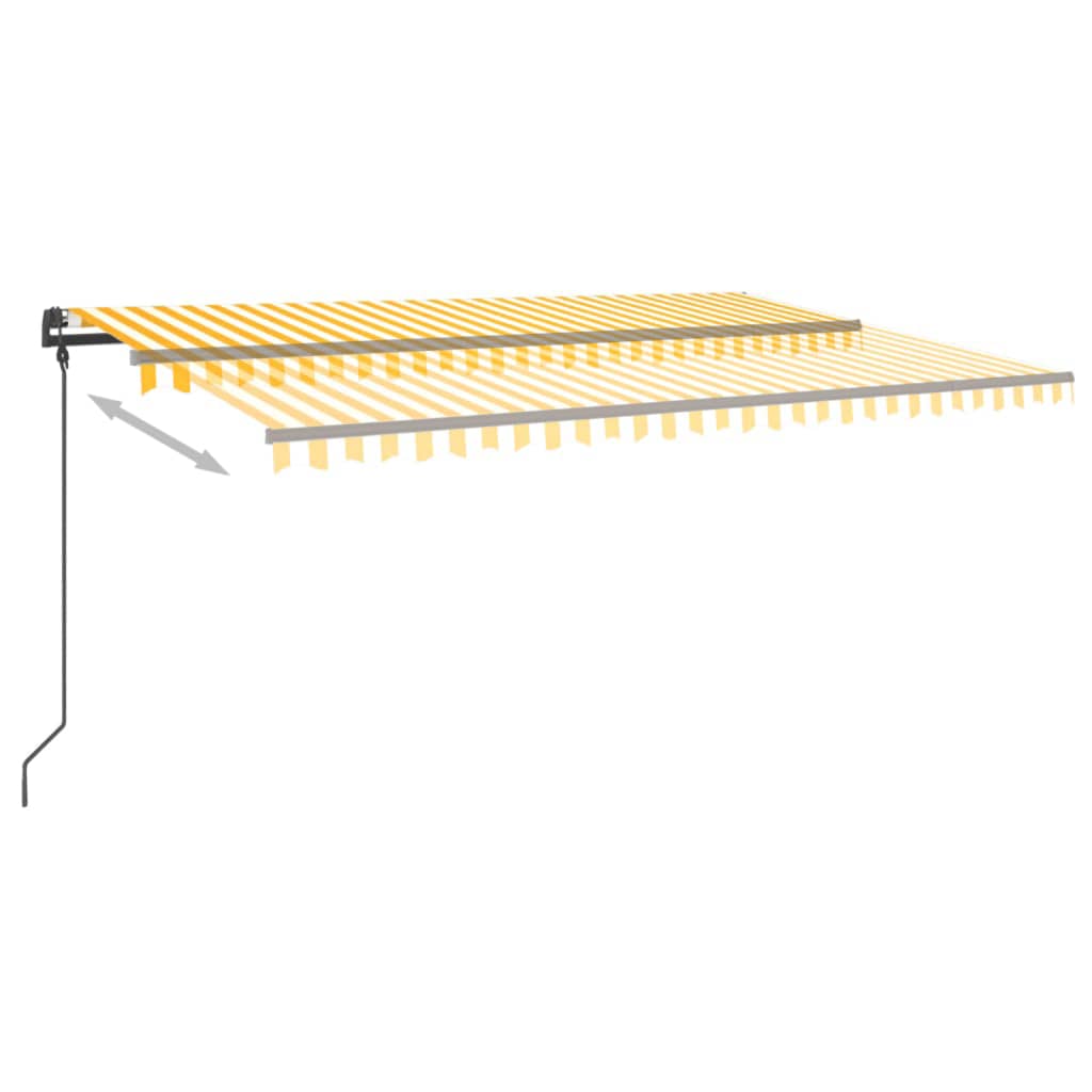 VidaXL Luifel automatisch met LED en windsensor 5x3 m geel en wit