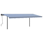 VidaXL Luifel handmatig uittrekbaar met palen 6x3 m blauw en wit