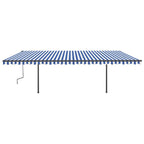 VidaXL Luifel automatisch uittrekbaar met palen 6x3 m blauw en wit