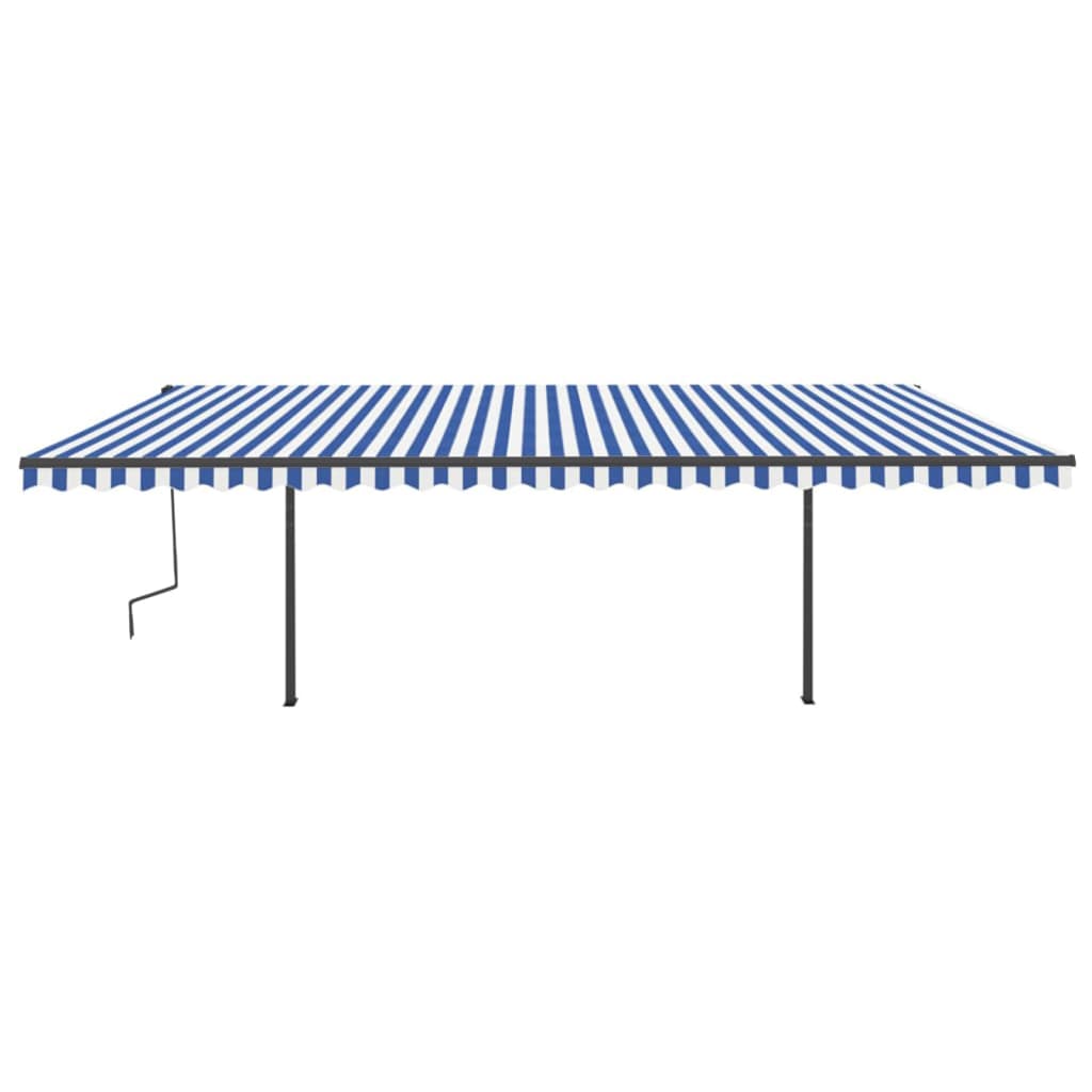 VidaXL Luifel automatisch uittrekbaar met palen 6x3 m blauw en wit