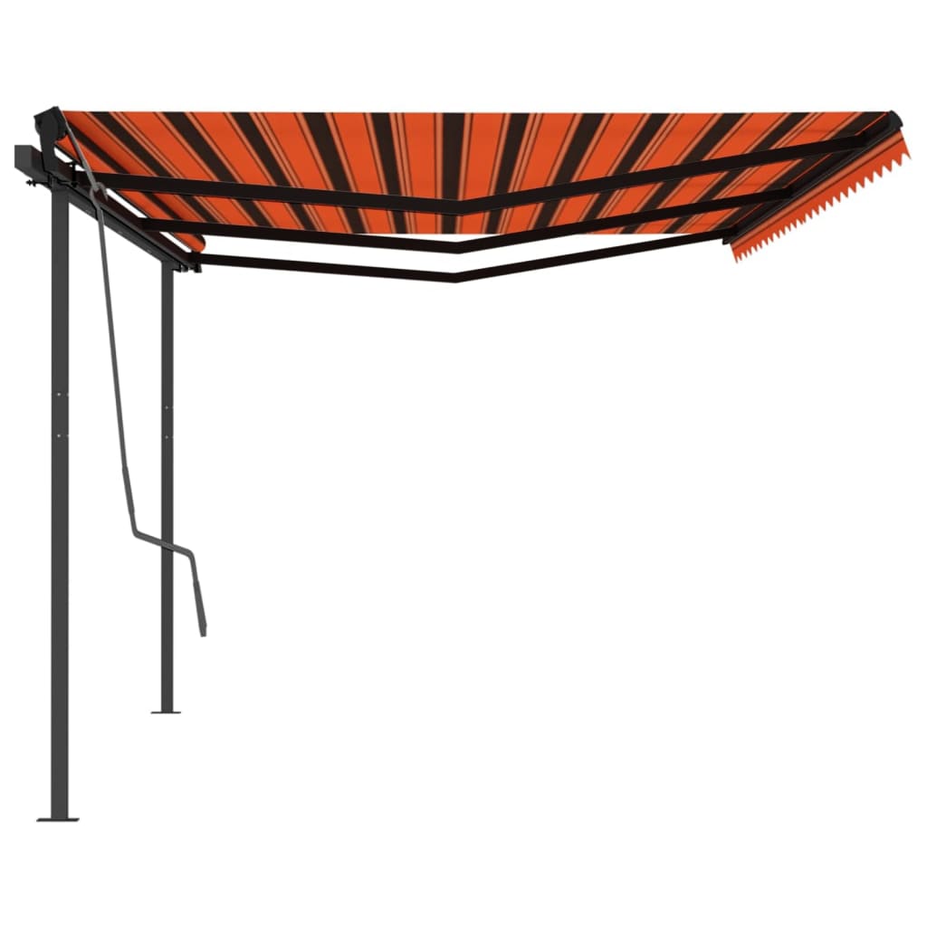 VidaXL Luifel automatisch uittrekbaar met palen 6x3 m oranje en bruin