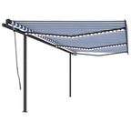 VidaXL Luifel automatisch met LED en windsensor 6x3 m blauw en wit