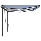 VidaXL Luifel automatisch met LED en windsensor 6x3 m blauw en wit