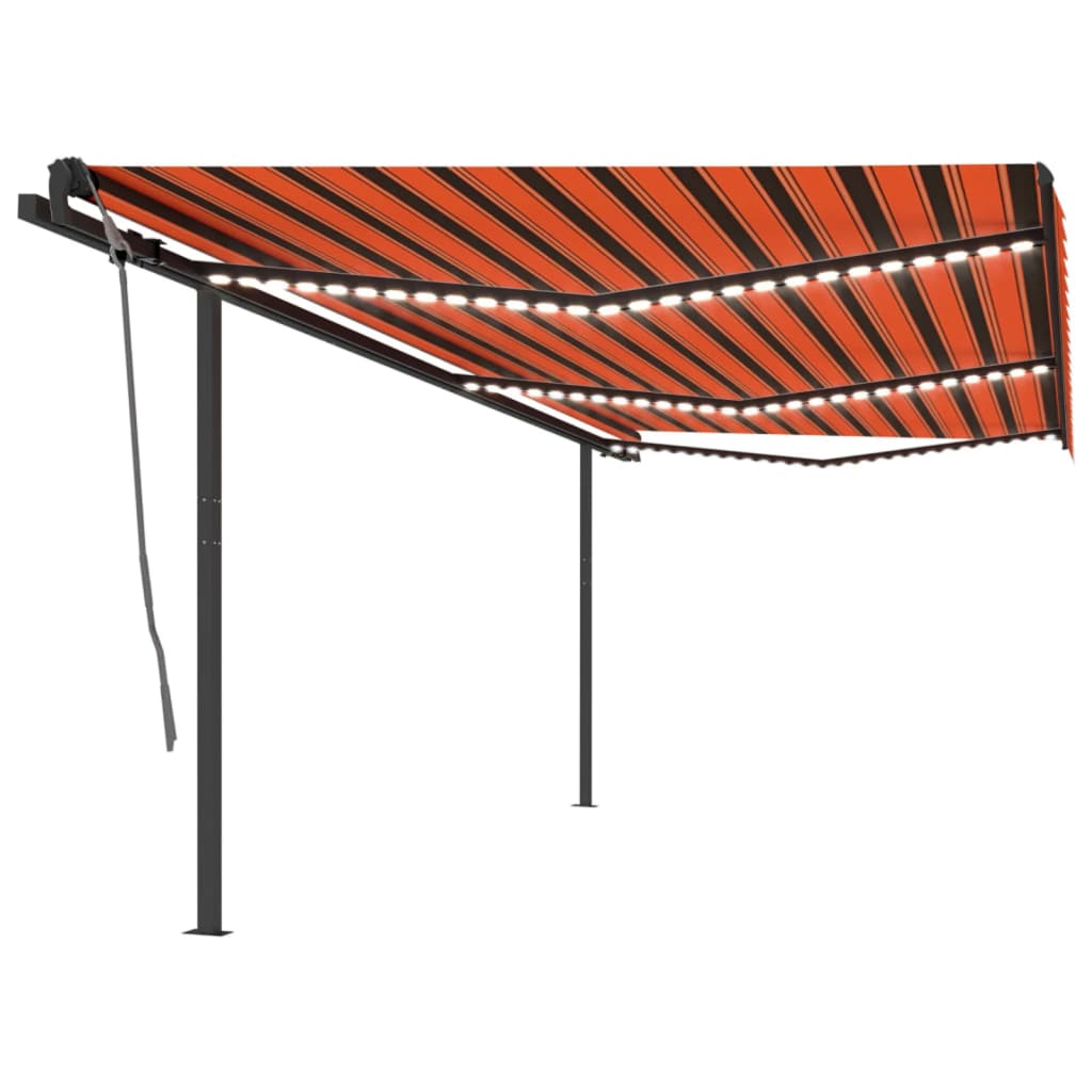 VidaXL Luifel automatisch met LED en windsensor 6x3 m oranje en bruin
