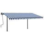 VidaXL Luifel handmatig uittrekbaar met LED 4x3,5 m blauw en wit
