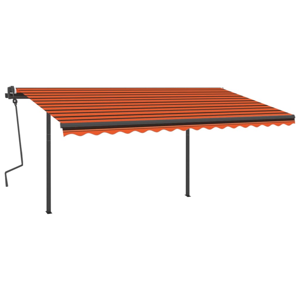 VidaXL Luifel handmatig uittrekbaar met LED 4x3,5 m oranje en bruin