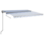VidaXL Luifel automatisch uittrekbaar met palen 4x3,5 m blauw en wit