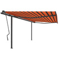 VidaXL Luifel automatisch uittrekbaar met palen 4x3,5 m oranje bruin