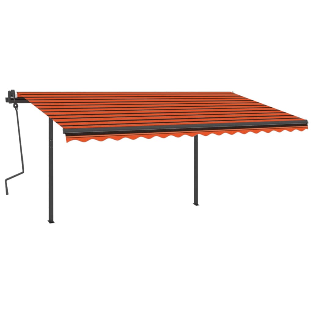 VidaXL Luifel automatisch uittrekbaar met palen 4x3,5 m oranje bruin