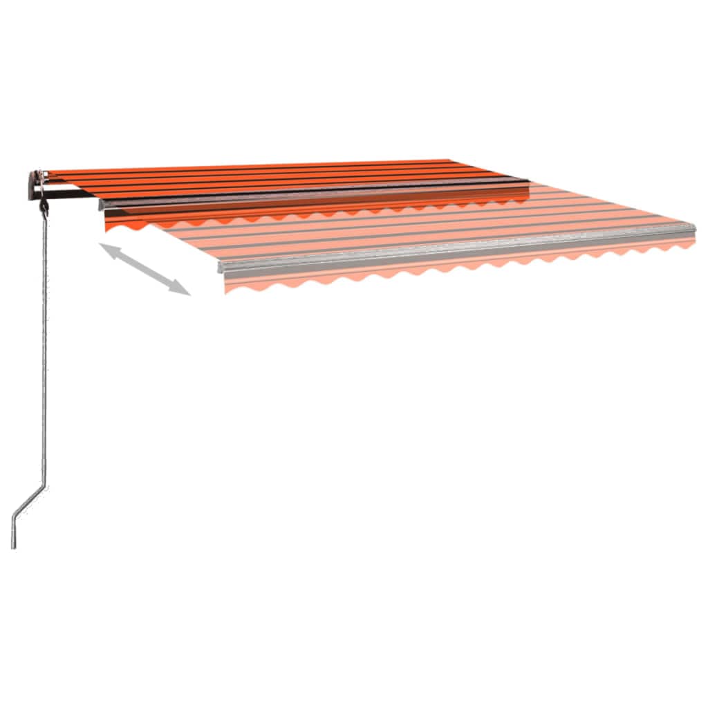 VidaXL Luifel automatisch uittrekbaar met palen 4x3,5 m oranje bruin