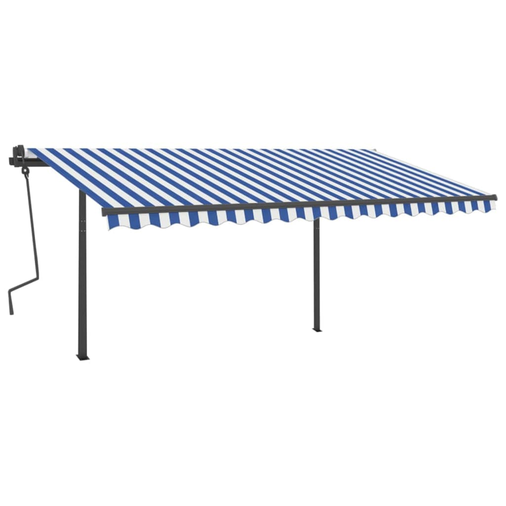 VidaXL Luifel automatisch met LED en windsensor 4x3,5 m blauw en wit