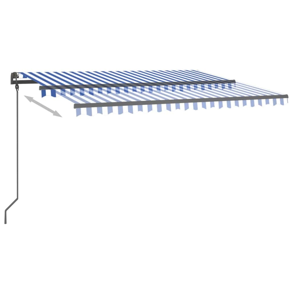 VidaXL Luifel automatisch met LED en windsensor 4x3,5 m blauw en wit