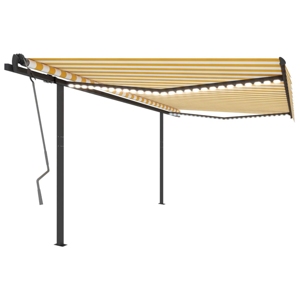 VidaXL Luifel automatisch met LED en windsensor 4x3,5 m geel en wit