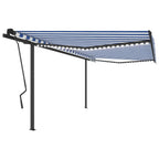 VidaXL Luifel handmatig uittrekbaar met LED 4,5x3,5 m blauw en wit