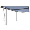 VidaXL Luifel automatisch uittrekbaar met palen 4,5x3,5 m blauw en wit
