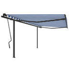 VidaXL Luifel automatisch uittrekbaar met palen 4,5x3,5 m blauw en wit