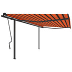 VidaXL Luifel automatisch uittrekbaar met palen 4,5x3,5 m oranje bruin